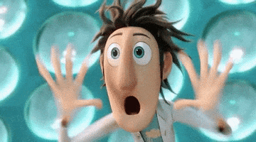 Movie gif. A shocked Flint Lockwood from Cloudy with a Chance of Meatballs puts his hands on his cheeks as his jaw drops--his expression resembles the "Home Alone" face.