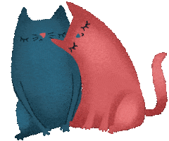 Cat Hug Sticker by Dinasimonenko