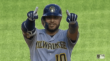 Excited Omar Narvaez GIF by Milwaukee Brewers