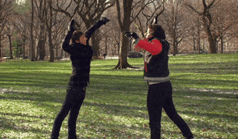 high five andy samberg GIF by Agent M Loves Gifs