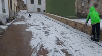 Spanish Kids Enjoy Snow Brought by Arctic Air Mass