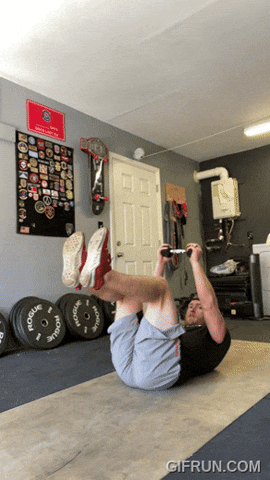 Dead Bug With Dumbbell GIF