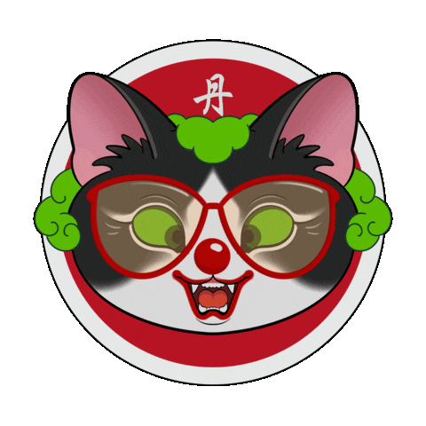 Green Hair Cat Sticker