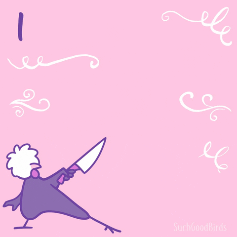 suchgoodbirds pink chicken lettering knife GIF