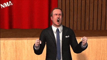 Politics gif. Animated David Cameron shakes his fists angrily, red-faced, while steam shoots out of his ears.