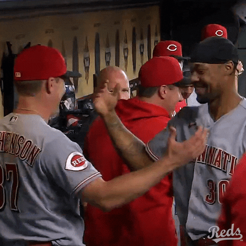 Major League Baseball Hug GIF by Cincinnati Reds