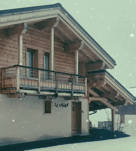 kaydeeweb let it snow chalet its snowing winter holiday GIF