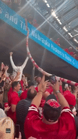 College Football Fans Build Giant Beer Cup Snake