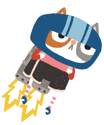 Cat Rocket Sticker by Robin Rosenthal for iOS & Android | GIPHY