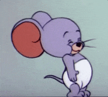Cartoon gif. Nibbles the mouse from Tom and Jerry, wearing a diaper, nods happily and vigorously as if to say, "Oh yeah!"