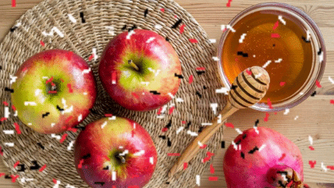 Rosh Hashanah Apples And Honey GIF by Lawrence Family JCC