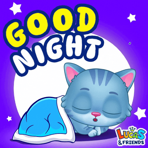 Good Night Cat GIF by Lucas and Friends by RV AppStudios
