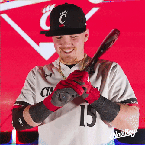 College Baseball Smile GIF by Cincinnati Bearcats