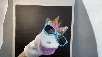 YourHappyWorkplace sunglasses unicorn shades puppet GIF