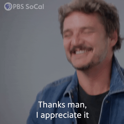 Pedro Pascal saying thank you