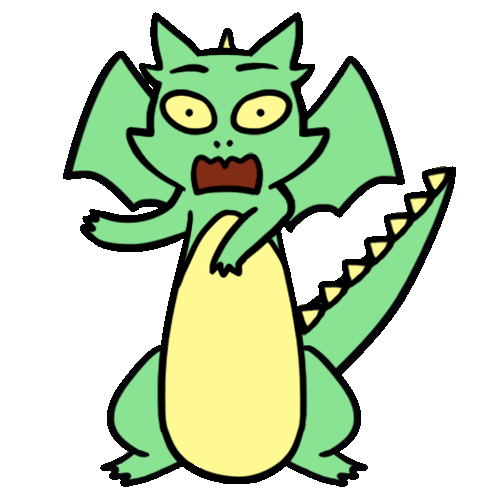 Scared Dragon Sticker