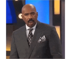Celebrity gif. A shocked Steve Harvey stares, his mouth open.