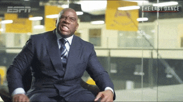 Celebrity gif. We zoom into Magic Johnson’s face as he grits his teeth, squints his eye, and shakes his head, pumped up and ready for anything. Text, “Let’s get it.”