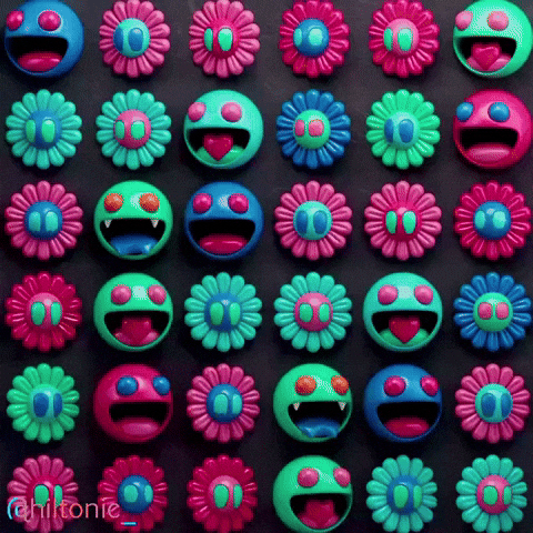 Smiley Faces Flower Animation GIF by Evan Hilton