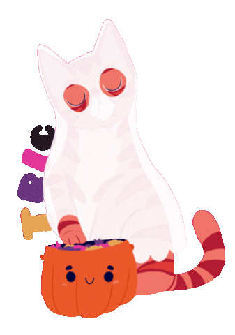 Trick Or Treat Cat Sticker by Poupoutte