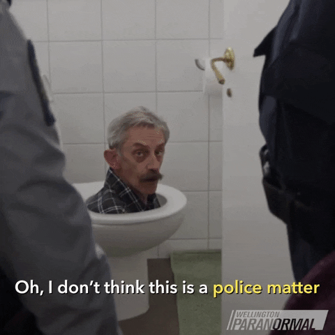 Toilet GIF by Wellington Paranormal