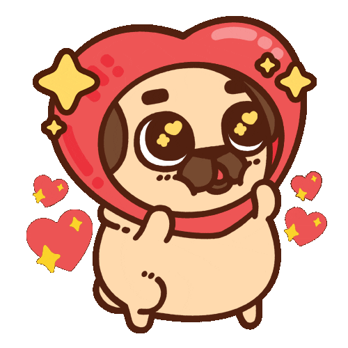 Happy In Love Sticker by Puglie Pug