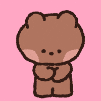 Illustrated gif. A cute teddy bear pulls open his arms, holding a string of pink hearts towards us. Hearts appear and pop in the air above him.