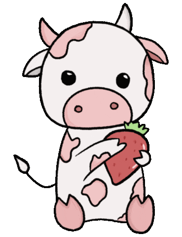 Cow Strawberry Sticker