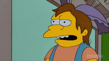 Simpsons gif. Nelson points and laughs at something in a condescending manner. The text, "HA HA HA" pops up around him.