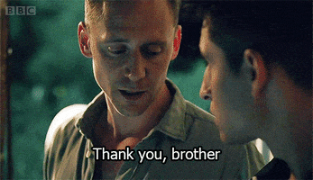 tom hiddleston thank you brother GIF by BBC