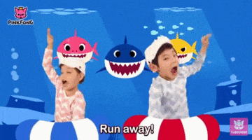 pinkfong_official run escape run away baby shark GIF