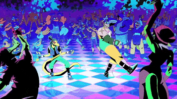 Bellolandia happy dance party animation GIF