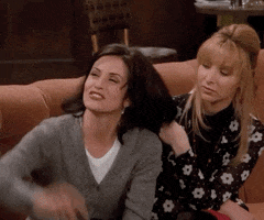 Friends gif. Courteney Cox as Monica waves her finger in the air and looks proud as she says, "You go, girl!" which appears as text.