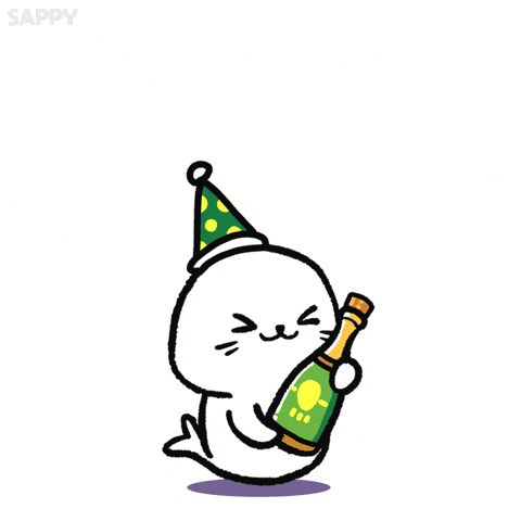 New Year Champagne GIF by Sappy Seals