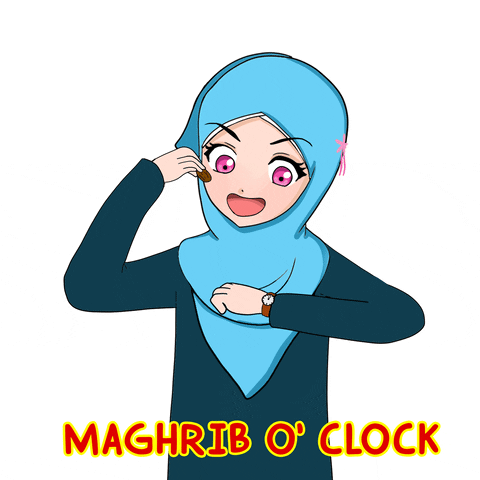 lalaartwork anime waiting hijab ramadhan GIF