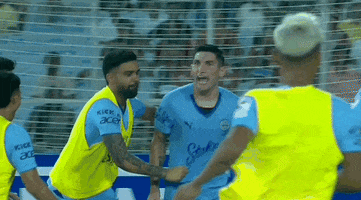 Celebrating Group Hug GIF by Indian Super League
