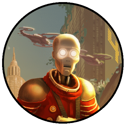 Glitch Robot Sticker by Just A Gent