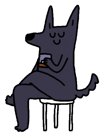 Black Dog Drinking Sticker by CsaK