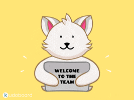 Kudoboard welcome cat gif welcome to the team new employee GIF