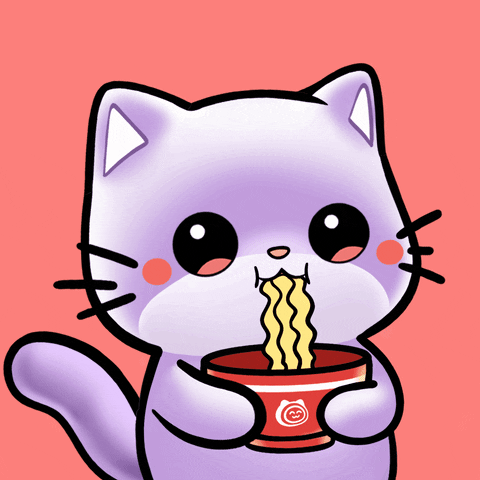 Mochimons cat hungry eating noodles GIF