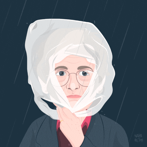 old lady rain hat