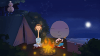 Guitar by Campfire | Camping with Big Head Bob & Long Neck Lisa Cartoon (CALM)