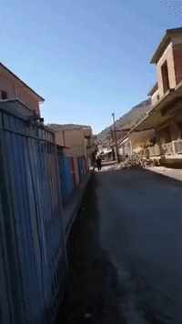 Buildings Damaged in Greek Village Following Earthquake