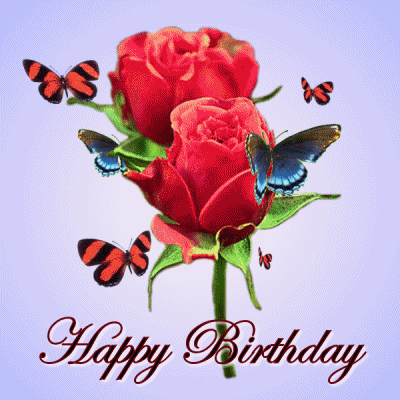 dotdave happy birthday butterflies red rose birthday rose GIF