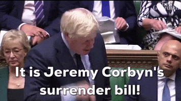 news brexit parliament boris johnson it is jeremy corbyns surrender bill GIF
