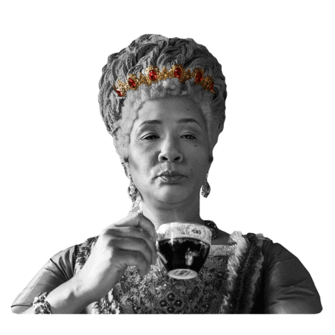 Queen Charlotte Sips Tea Sticker by Shondaland