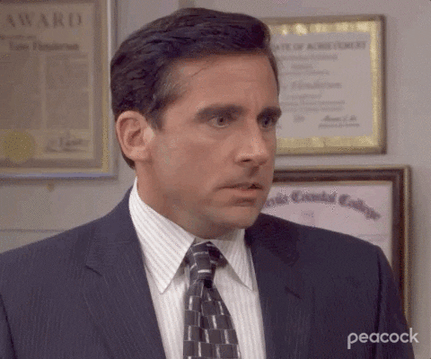 gif shows Michael Scott from The Office TV show