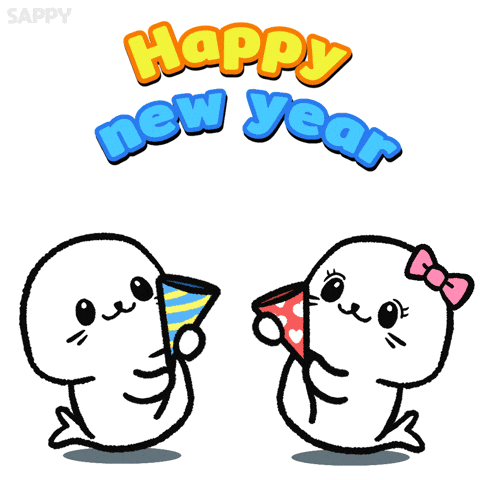 Partying New Year GIF by Sappy Seals
