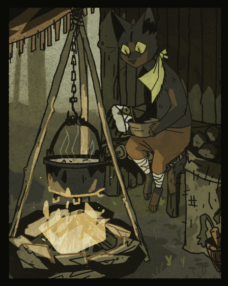 tombofnull cat camping cozy campfire GIF