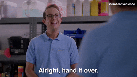 Give It To Me GIF by Kim's Convenience - Find & Share on GIPHY